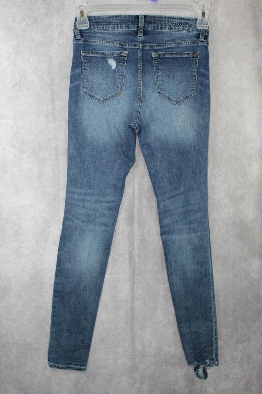 Vigoss Jeans Womens 26 Blue Marley Super Skinny Mid Rise Distressed Ripped Ankle